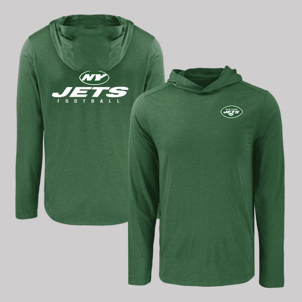 Men 2026 NFL New York Jets Hooded long sleeved T-shirt green 05->nfl t-shirts->Sports Accessory